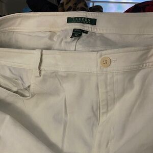 Lauren Ralph Lauren Women’s White Cotton Chino Pants - Cream Button 20W